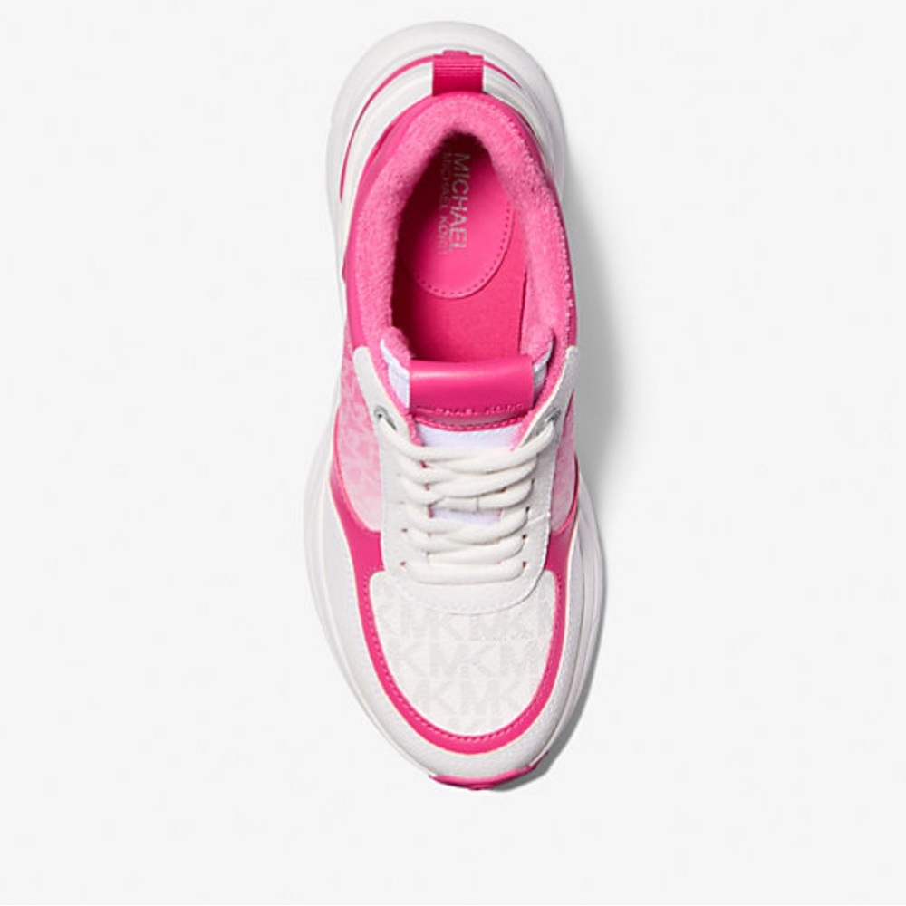 Michael Kors Orange, green, pink, gold rose and White Chunky Sneakers - Picture 7 of 9